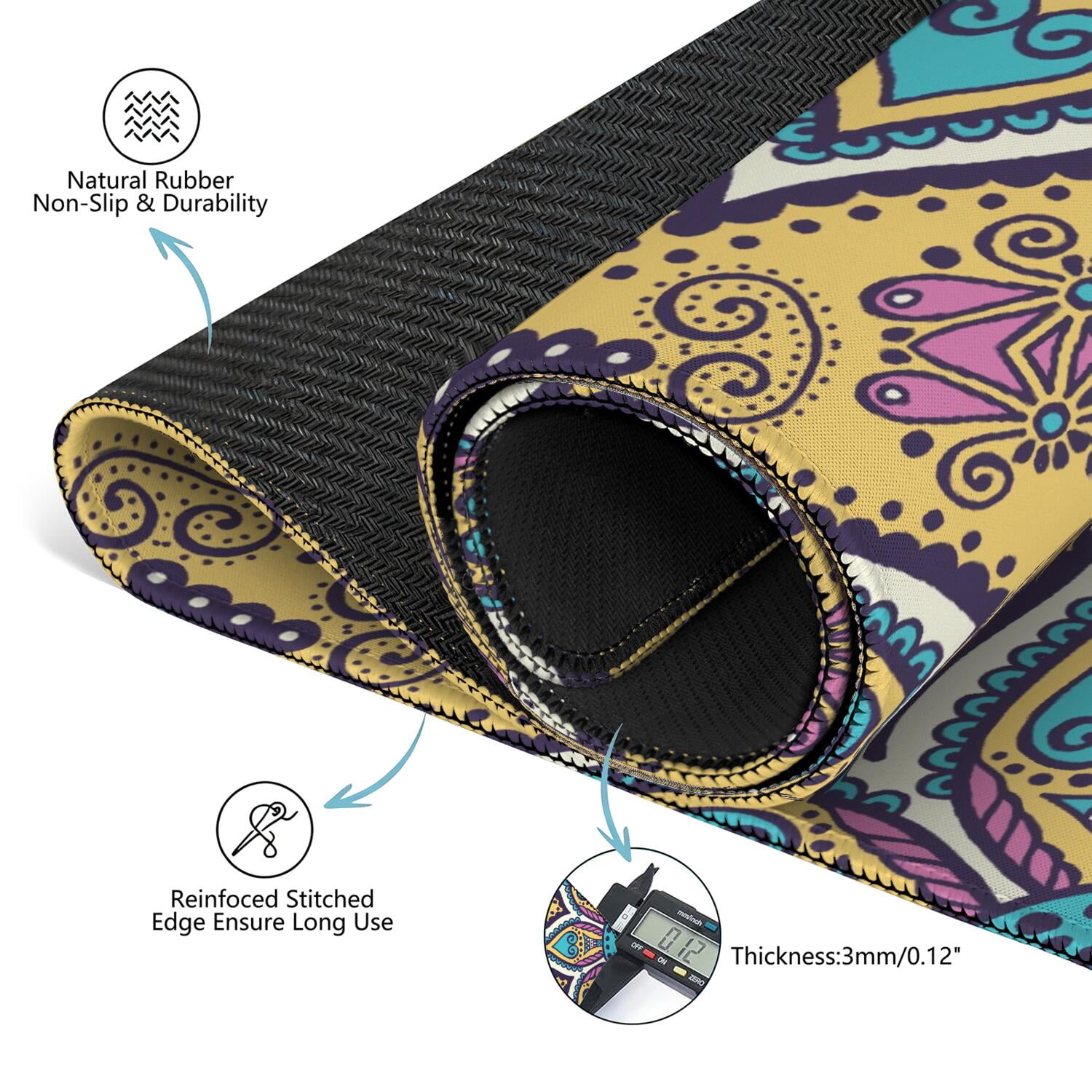 Mandala Mahjong Mat for Table, 31.5*31.5in Anti Slip American Mahjong Table Cloth, Noise Reduction, Neoprene Mah jongg Mat with Carrying Bag & 3 Dices, Mahjong Accessories Gift, Board Tile Games Mats