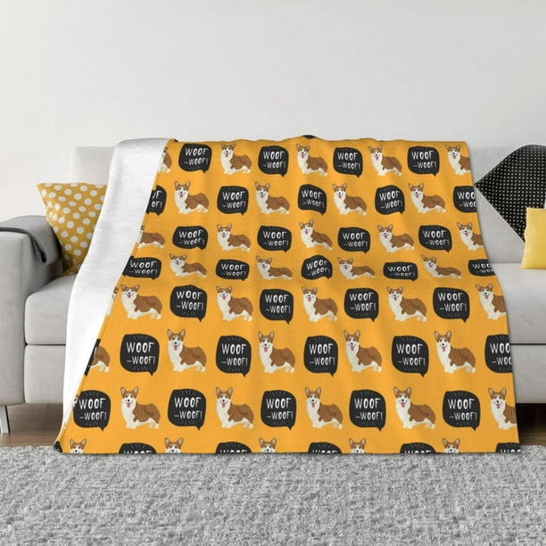 Fotbe Corgi Manta de Franela con Estampado, Manta Ultrasuave para Cama, Sofá, Auto, Hipoalergénica y Antibolitas-60"x50"