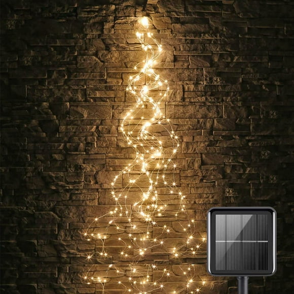 Guirlandes Solaires - Décorations de Fête de Jardin de Noël, 10 Brins 200 LEDs Guirlandes Solaires Étanches Fil de Cuivre pour Extérieur, Jardin, Arbre de Noël Halloween Maison