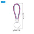 thumbnail image 2 of Braided Leather Keychain with Stainless Steel Key Ring, PU Woven Wristlet Lanyard, Rose Red Sapphire Blue, 2 of 5