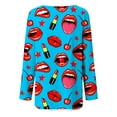 thumbnail image 3 of CLOOCL Oversized Women T-Shirt Cartoon Sexy Red Lips Print Tops Hip Hop Style Long Sleeve Shirts, 3 of 6
