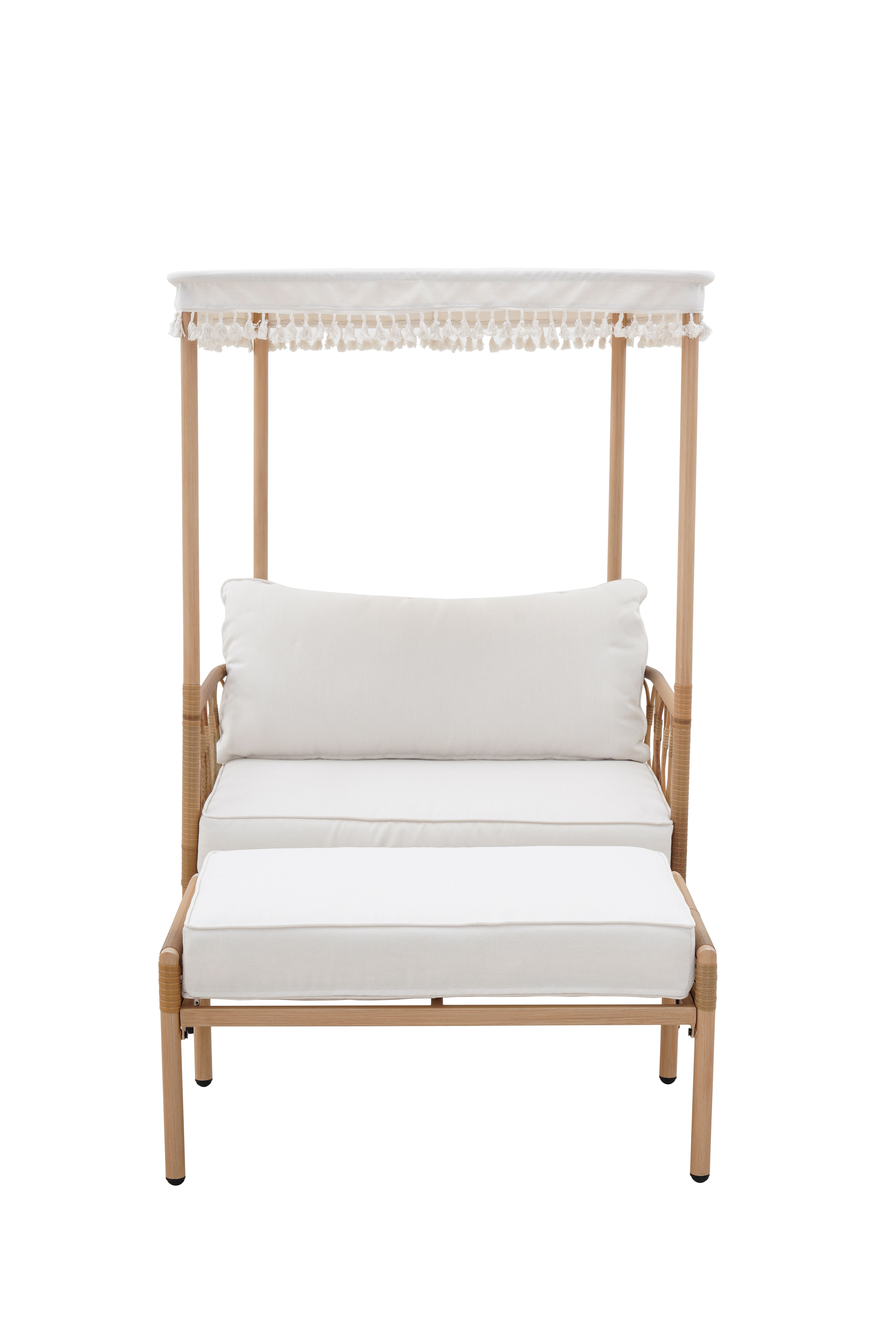 Better Homes & Gardens Willow Sage 2 Piece All-Weather Wicker Outdoor Canopy Chair and Ottoman Set, Beige - image 4 of 7