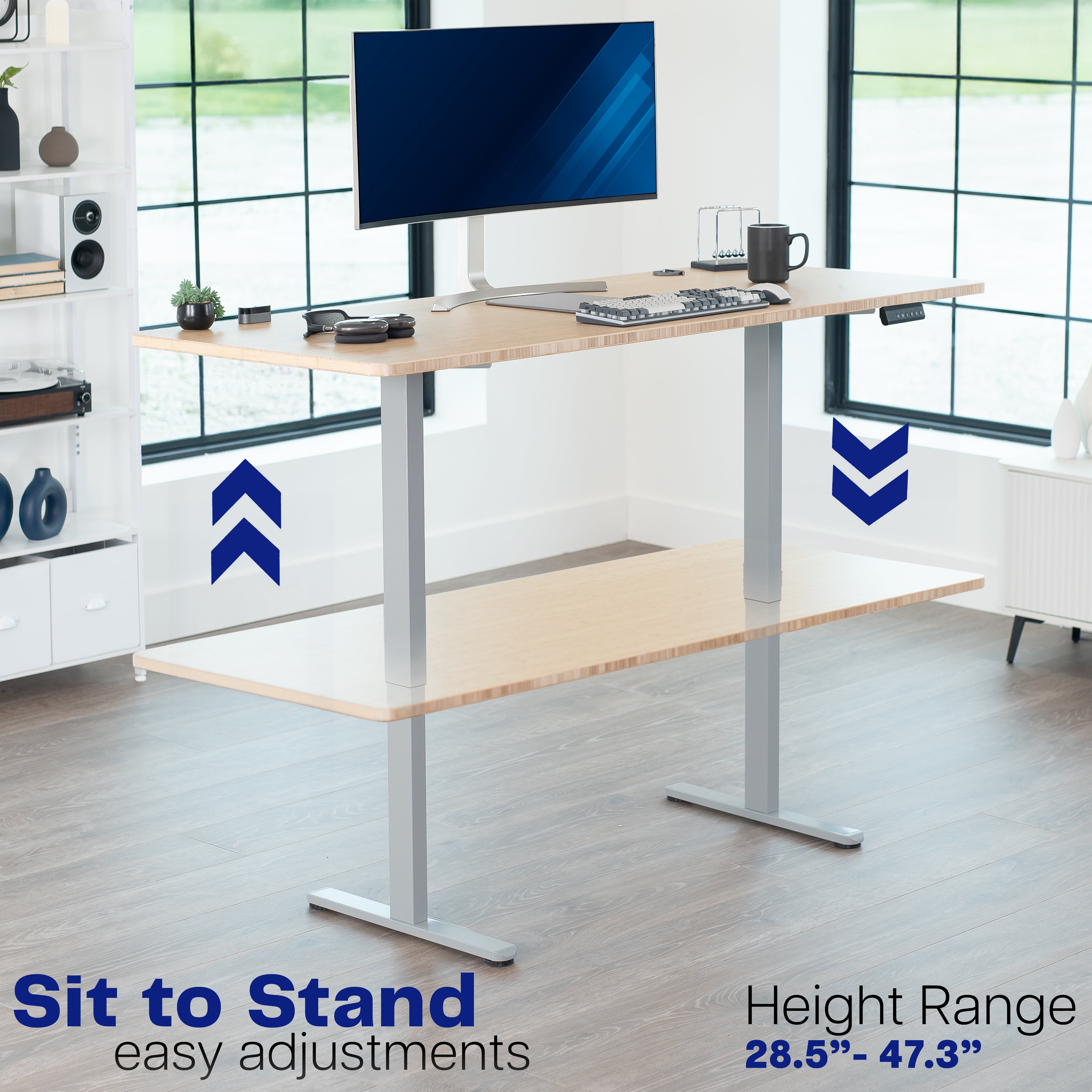 VIVO Gray Electric Dual Motor Standing Desk Frame, Height Adjustable Legs