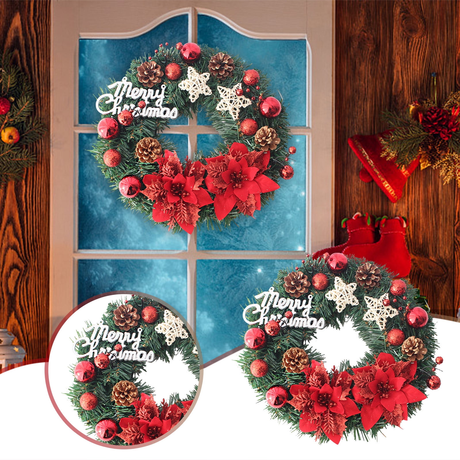 Fufafayo Christmas Wreath, Colorful Decorative Garland, Home Decoration,  and Ornaments, Suitable for Decoration in Multiple Scenarios, Christmas