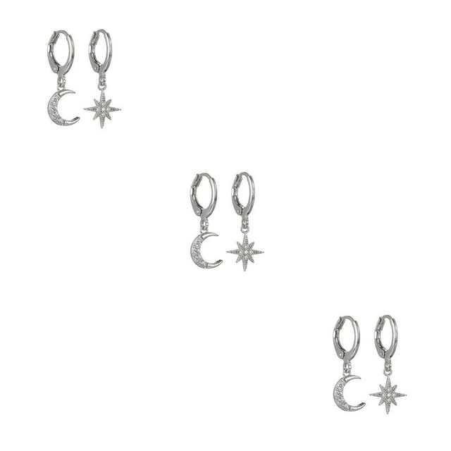 Sonducket 1 par de pendientes de estrella y luna, colgante creativo para orejas, joyería exquisita Irregular brillante para mujer, accesorio de moda para Type4 NO4 Sonducket CBP207460