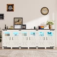 thumbnail image 6 of ChVans LED Farmhouse TV stand for up to 100" TVs with Power Outlet, 95.3" Large Entertainment Center Console Table, 35.4" Tall Rustic Media Console w/Storage Shelves for Living Room, 6 of 8