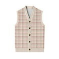 thumbnail image 6 of Resicozy Mens Sweater Vests Classic V Neck Button Down Plaid Sleeveless Pullover Autumn Winter Warm Tank Top Light pink 2XL, 6 of 7