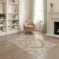 thumbnail image 2 of ODIKA 4'x6' Beige Gray Geometric Waves Design Washable Area Rug Elegant Abstract Pattern with Modern Flair for Dorm Room, Small Living Stain Resistant Low Profile, Easy Care, 2 of 7