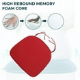 thumbnail image 2 of LeisureMod Memory Foam Chair Cushion Pads - 15x15 Seat Cushions with Ties for Dining & Kitchen Chairs, Non-Skid Design, Removable & Machine Washable Cover, Set of 8 (Red), 2 of 9