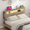 thumbnail image 5 of Queen Size Wood Platform Bed Frame with Storage & LED Light,No Box Spring Needed,Dark Gray for Bedroom, 5 of 7