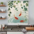 thumbnail image 5 of Japanese Carp Fish Sheer Curtains 54 Inches Long, Oriental Art Vintage Leaves Vines Koi Fish Light Filering Curtains, Breathable Simi Curtain Privacy Drapes for Kitchen Bathroom Window Treatment, 5 of 9