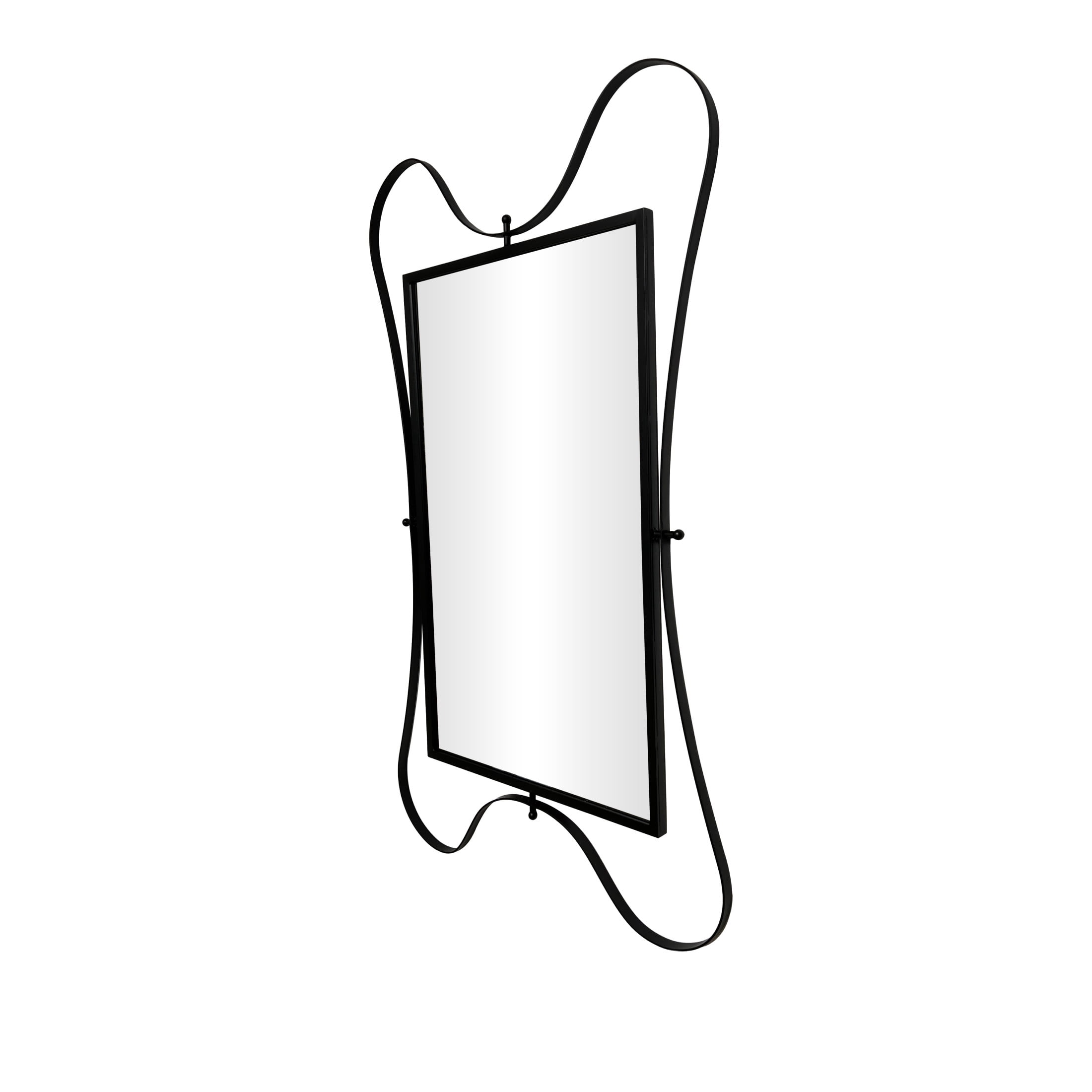 DecMode 50" x 31" Black Wall Mirror with Rounded Edges