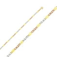 thumbnail image 2 of Wellingsale 14k Tri 3 Color Gold Polished Solid 3.7mm Stamped Figaro Chain Necklace with Spring Ring Clasp - 16", 2 of 6