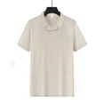thumbnail image 5 of Men's Waffle Knit Polo Shirt Short Sleeve Collared Casual T-Shirt Comfortable & Breathable For Summer Daily Wear Stylish Tops,Khaki,XXL, 5 of 6