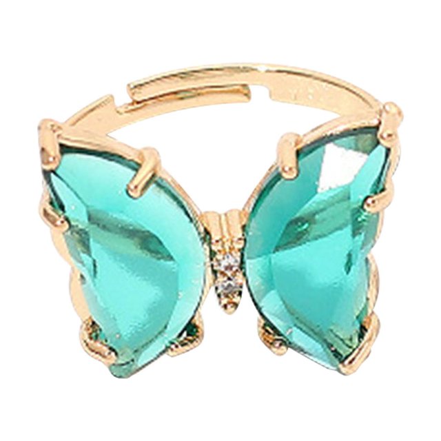 Butterfly Color Transparent Live Mouth Ring Female Ins Net Red Girl Fashion Ring