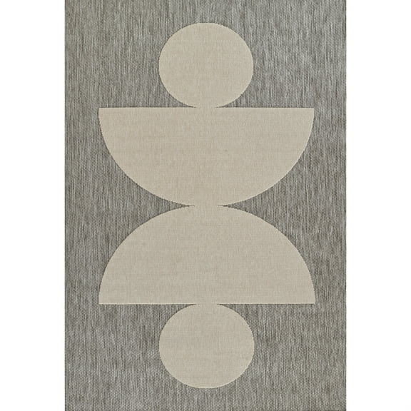 Momeni Vines Collection Indoor and Outdoor Grey Area Rug, 5'3" x 7'6" Sized Mat for Living Room, Bedroom, Hallways, and Home Office