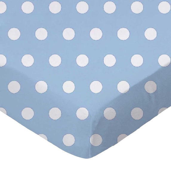 SheetWorld Fitted 100% Cotton Percale Pack N Play Sheet Fits Graco 27 x 39, Polka Dots Blue