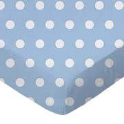 SheetWorld Fitted 100% Cotton Percale Play Yard Sheet Fits BabyBjorn Travel Crib Light 24 x 42, Polka Dots Blue
