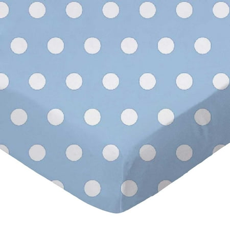 SheetWorld Fitted 100% Cotton Percale Play Yard Sheet Fits BabyBjorn Travel Crib Light 24 x 42, Polka Dots Blue