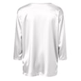 thumbnail image 7 of WULMLEO Women's Satin V-Neck 3/4 Sleeve Blouse Silky Casual Tops for Summer Night Out White M, 7 of 7