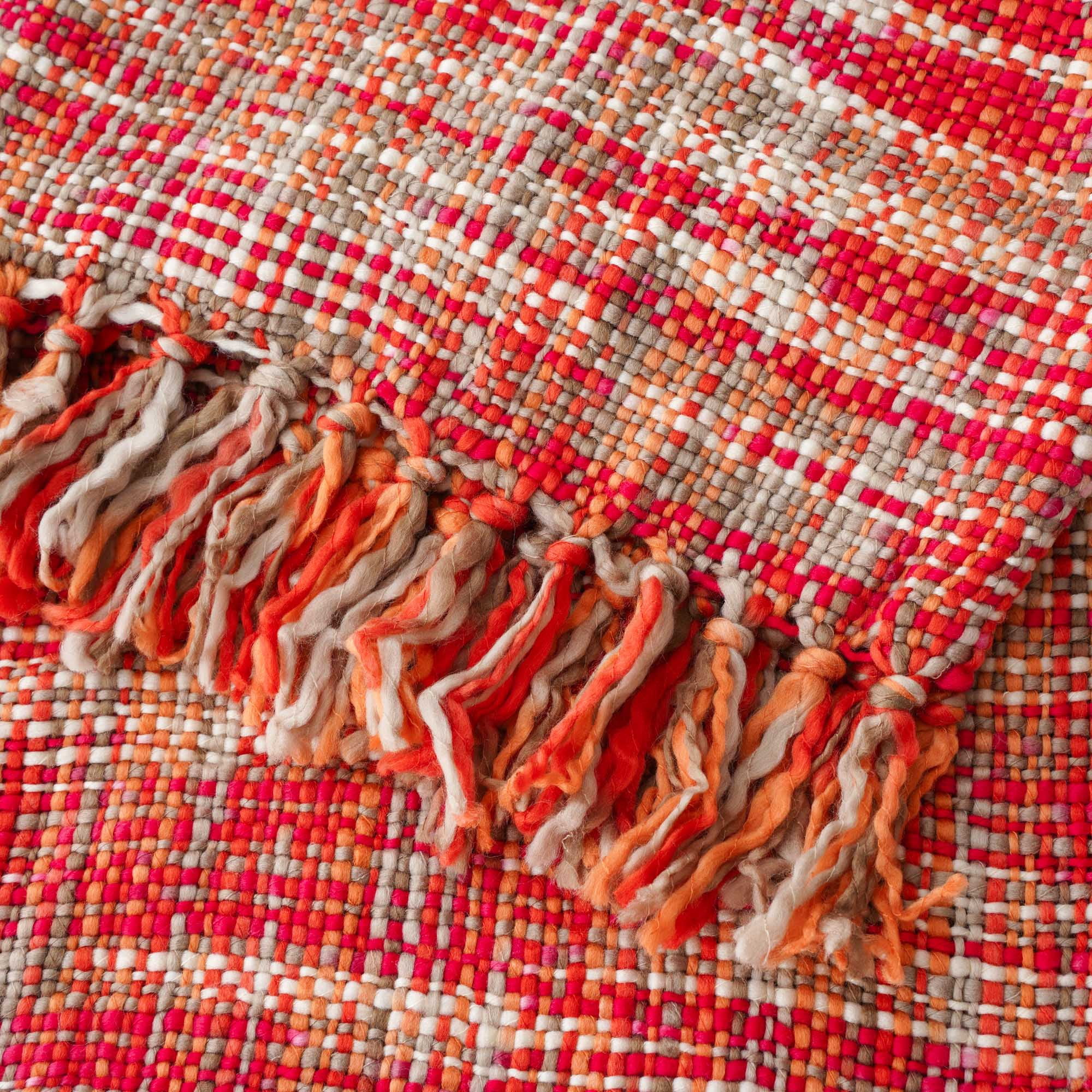 Red Throw Blanket with Fringe,Multicolor Throw Blankets,Decorative Christmas Throw,50"x60"