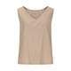 thumbnail image 5 of Top de manga larga,Camiseta sin mangas con cuello en V para mujer, informal, color liso, mezcla de algodón, bolsillos, para verano, sopatenor, 5 of 9