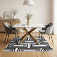 thumbnail image 3 of ODIKA 5'x7' Washable Area Rug Black White Corridor Striped Alfombras Symmetrical Pinstripe Bands in Modern Monochrome for Guest Room, Lounge, Apartment, Non-Slip Low Profile, Stain Resistant, 3 of 7