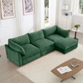thumbnail image 2 of Newest L-Shaped 3 Seater Sectional Sofa Couch,3-seat Sofa,1 Movable Ottoman, t, Comfortable, Wide,Deep Seat, Chenille Green, 2 of 20