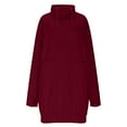 thumbnail image 4 of ZyeKqe Womens Hoodies Dress Fleece Lined Long Sleeve High Neck Midi Dresses Drawstring Fashion Sweatshirts with Pockets, 4 of 7