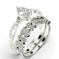 thumbnail image 3 of Gorgeous Art Deco 2.25 Carat Pear Cut Diamond Moissanite Engagement Ring, Two Matching Band, Twisted Band Wedding Ring in 925 Sterling Silver With 18k White Gold Plating Gift For Her, 3 of 4