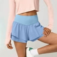 thumbnail image 2 of QATAINLAV Womens High Waisted Athletic Shorts Casual Ruffle Tiered Running Workout Tennis Shorts Elastic Waist Yoga Shorts with Build in Shorts Light Blue XL Prime Sales Today, 2 of 9