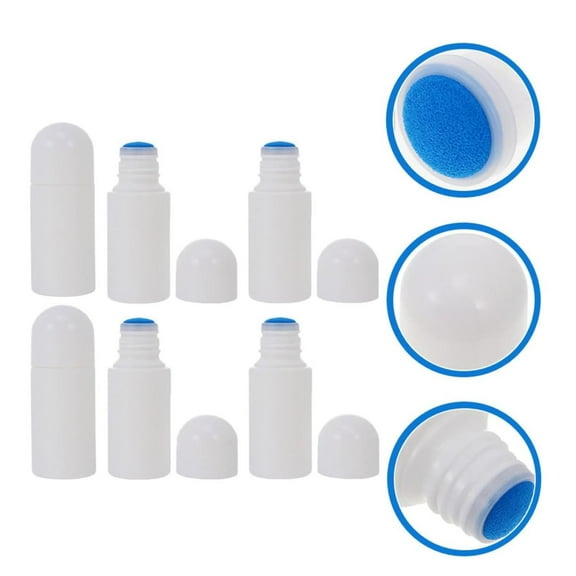 6pc Sponge Bottle Refillable Sponge Applicator Plastic Empty Liniment Bottles,Portable Liquid Bottle for Travel, for Lotions and Liquids, White Design