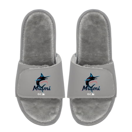 Unisex ISlide Miami Marlins Logo Fur Slide Sandals