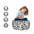 thumbnail image 2 of Black Crow Storage Toy Bag Chair, Monochrome Simplicity Repetitive Pattern with Flying Birds, Stuffed Animal Organizer Washable Bag, Large Size, Charcoal Grey and White, by Ambesonne, 2 of 3