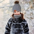 thumbnail image 3 of GRNSHTS Toddler Gloves, 3Pcs Kids Winter Beanie Hat Scarf Gloves Set, for 1-5 Years Old Boys Girls, Knit Thick Warm Fleece Lined Thermal Sets (Gray), 3 of 5