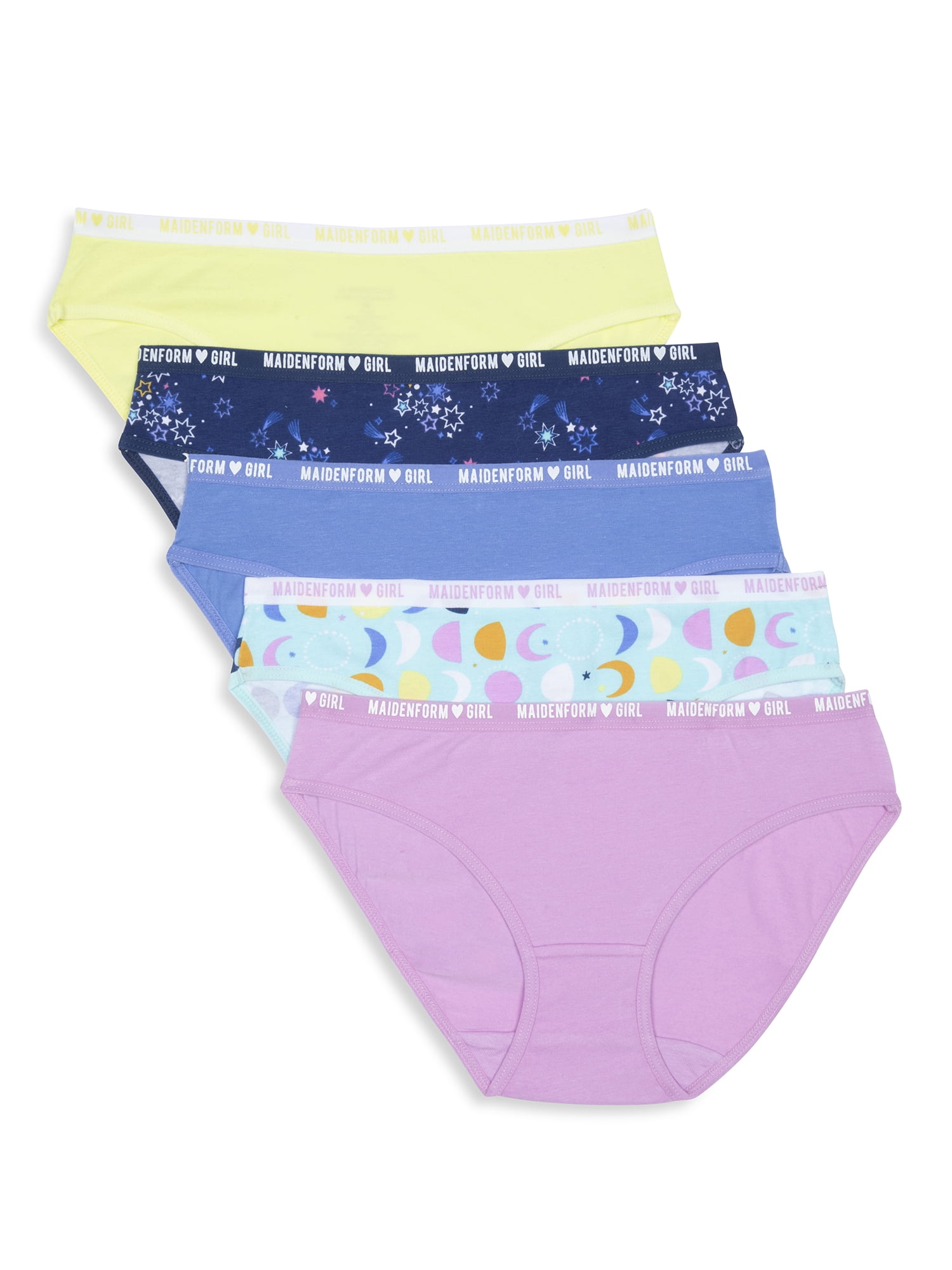 Maidenform Sweet Nothings Girls Cotton Bikini Underwear, 5Pack, Sizes