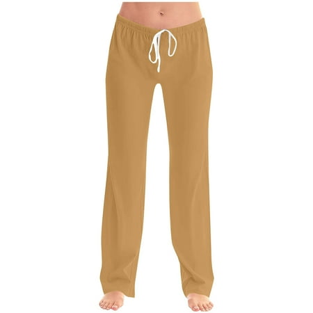 Maplenight Women s Plus Size Summer Pants with Pockets High Waist Adjustable Knot Loose Casual Trousers Business Work Casual Pants