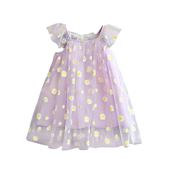 WEAIXIMIUNG Robes pour Filles Taille 6T Enfants Filles Été Sans Manches Imprimé Fleuri Robe Décontractée pour Filles