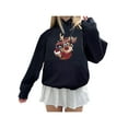 thumbnail image 1 of FOCUSNORM Women Juniors Christmas Printed Sweatshirt, Hooded Pullover with Pocket, Drawstring, 1 of 2