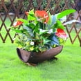 thumbnail image 1 of AURARMLET Mango Wood Bowl Wood Half Barrel Planter Rustic Wooden Plant Container For Outdoor Adventure 1Set, 1 of 8