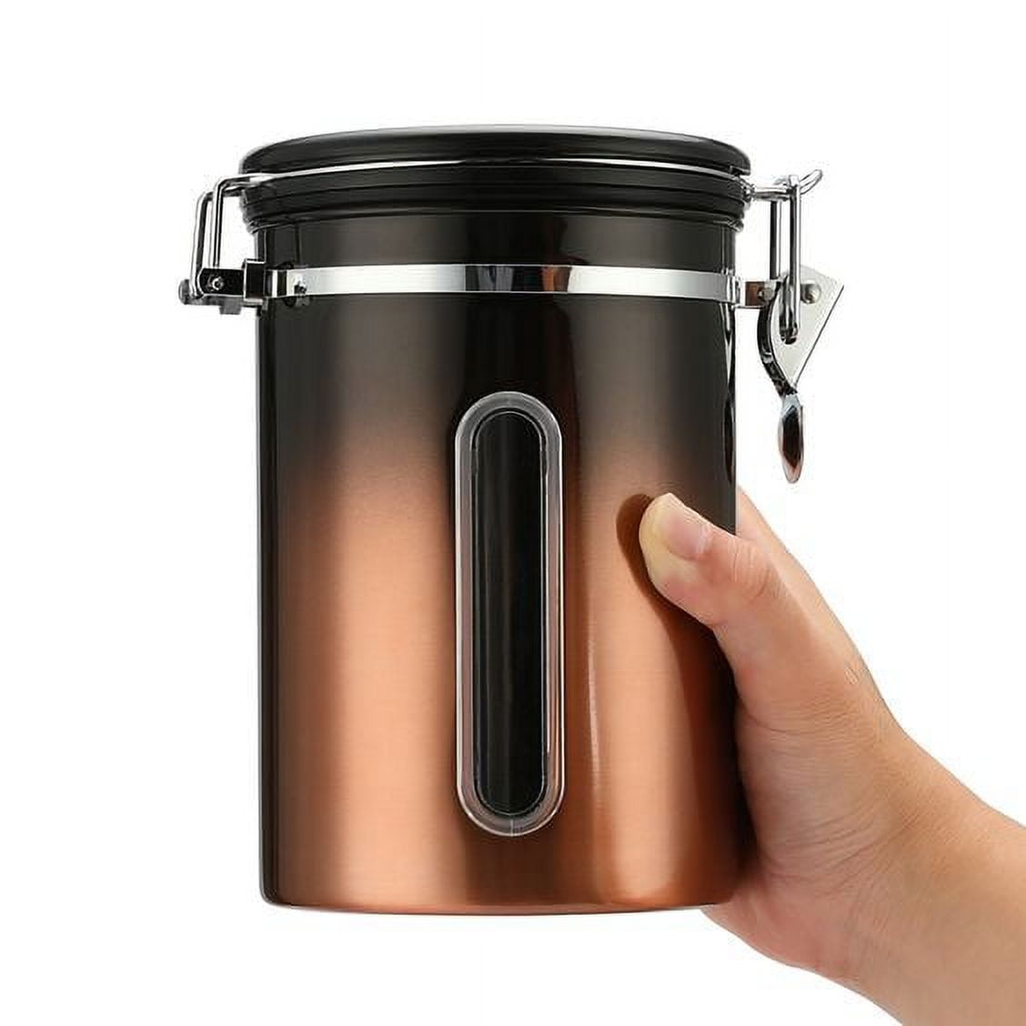 Date for 12oz, Coffee Kitchen Coffee Storage with Canister,Airtight Malmo Copper Steel Container Lid, Gradient Tracker Canister Food Gradient Stainless