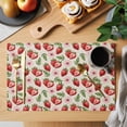 thumbnail image 2 of Red Strawberry Placemats Set of 6, Pink Flower Summer Fruit Vintage Linen Non-Slip Place Mats Washable Table Mats for Kitchen Dining Table Decorations Indoor/Outdoor, 2 of 9