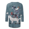thumbnail image 5 of LYXSSBYX 3/4 Length Sleeve Womens Tops Women's Fashion Casual Color Block Printing Round Neck 3/4 Sleeve T-shirt Tops Blouse, 5 of 5
