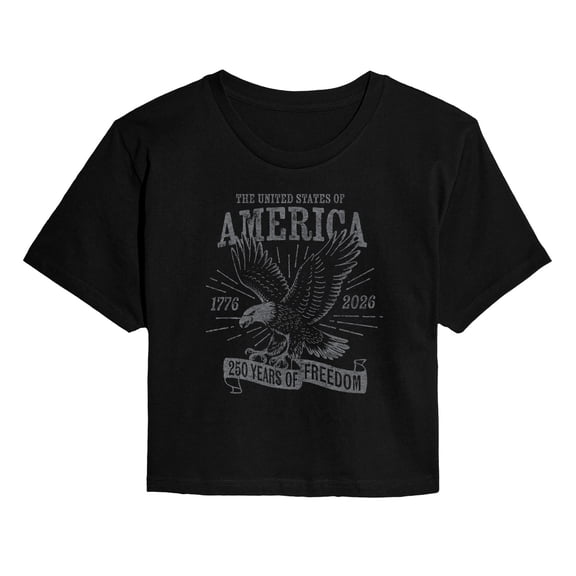 Instant Message - America Eagle - Juniors Cropped Short Sleeve Graphic T-Shirt