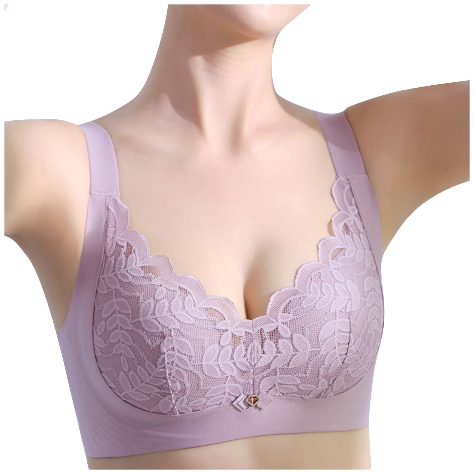 BIZIZA Womens Bras Solid Everyday Comfortable Plus Size Wireless Lingerie Sexy Pink 75D - Walmart.com