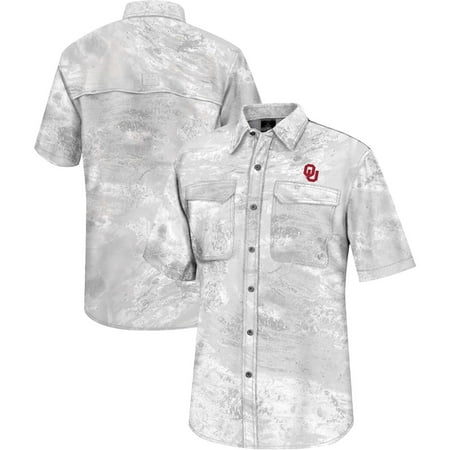 Men s Colosseum White Oklahoma Sooners Realtree Aspect Charter Full-Button Fishing Shirt