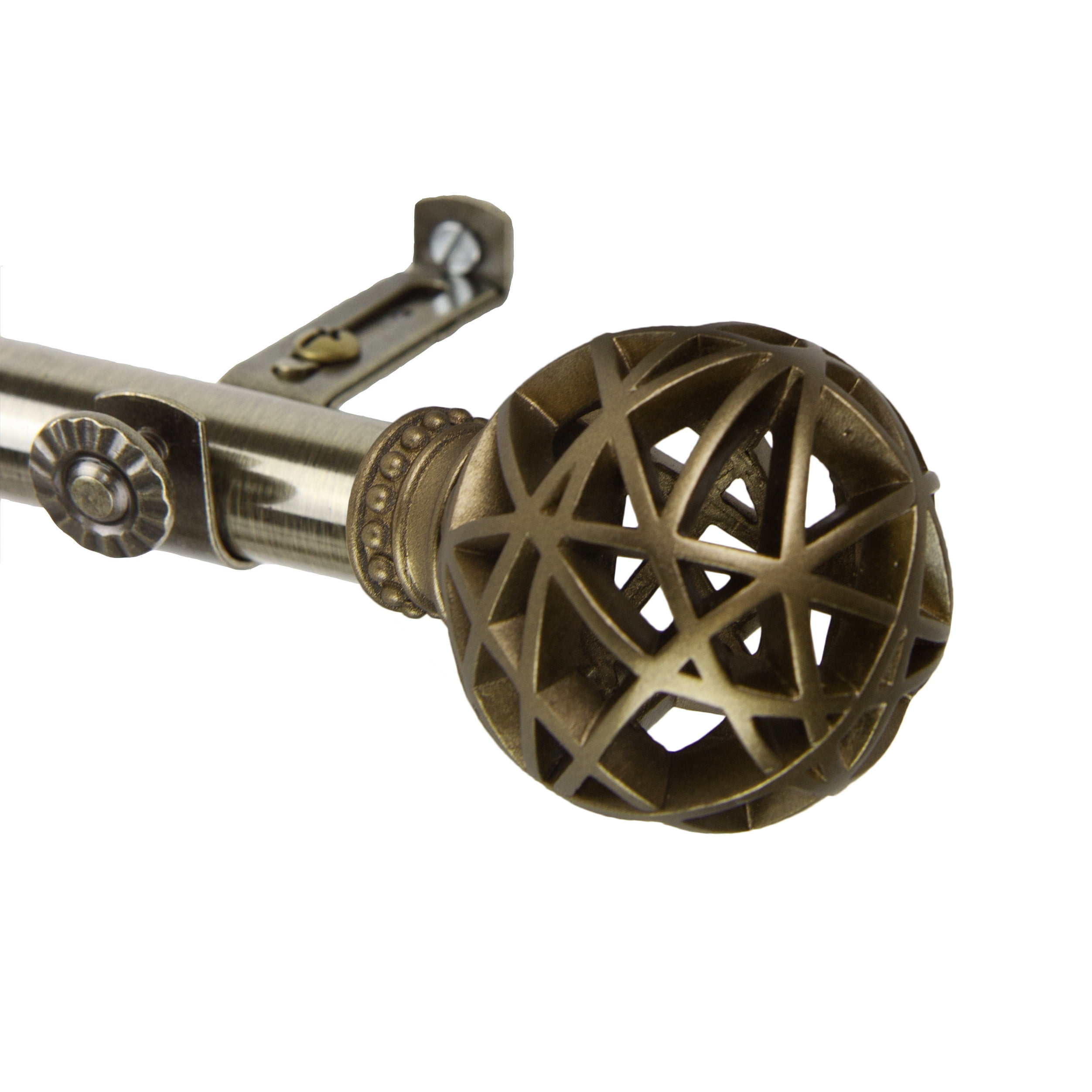 Central Design 4888-284 0.8125 in. Arabella Curtain Rod with 28 to 48 in. Extension, Antique Brass