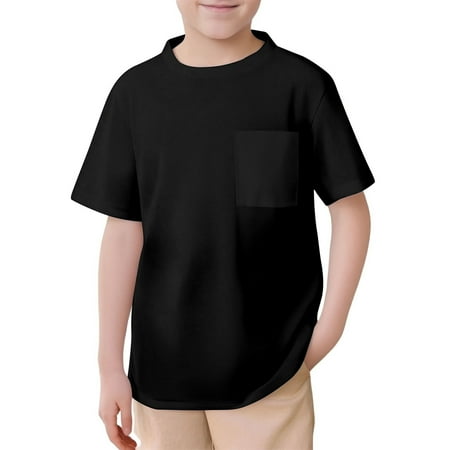 Hiijoy Big Boys Short Sleeve Mesh T-Shirt Breathable Unisex Pocket T Shirt Kids Active Tee Shirt