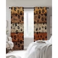 thumbnail image 2 of Burnt Orange Brown Blackout Curtains 96 Inch Length 2 Panels Set, Farmhouse Dog Paw Vintage Full Shading Curtains for Windows, Blackout Curtains for Bedroom Living Room 52"x96", 2 of 8