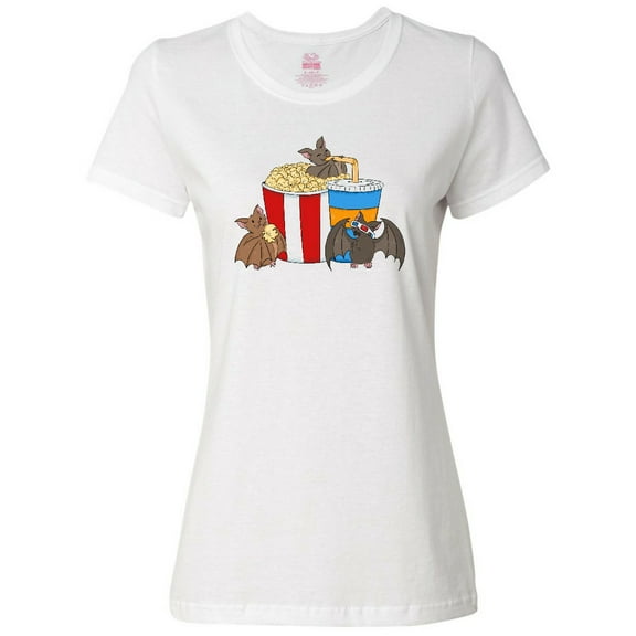 Inktastic Movie Loving Bats with Popcorn and Soda Women's T-Shirt